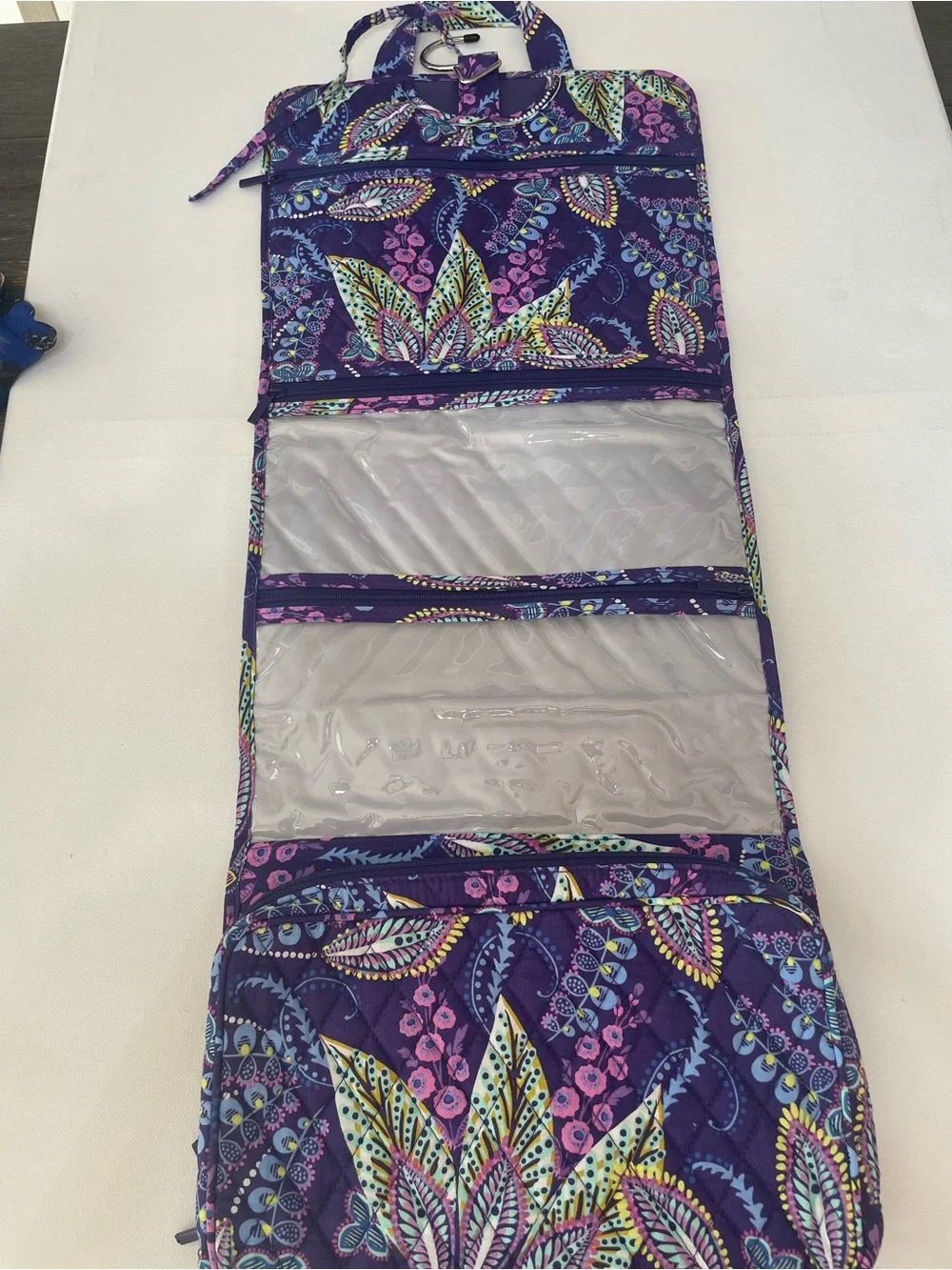 Vera Bradley Hanging Travel Organizer Batik Leaves Quilted Purple Floral